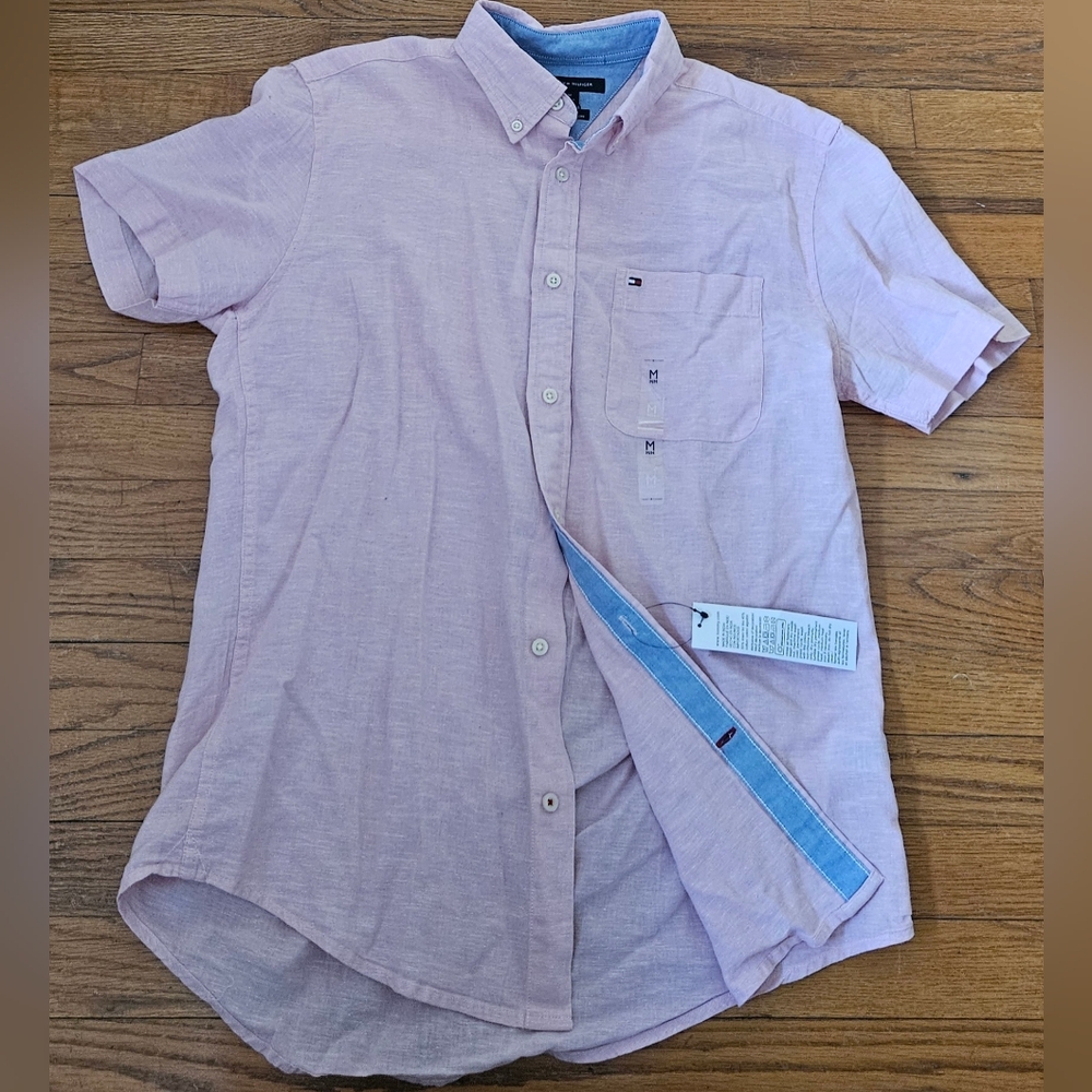 Tommy Hilfiger Linen SS Button Up Men's Medium
